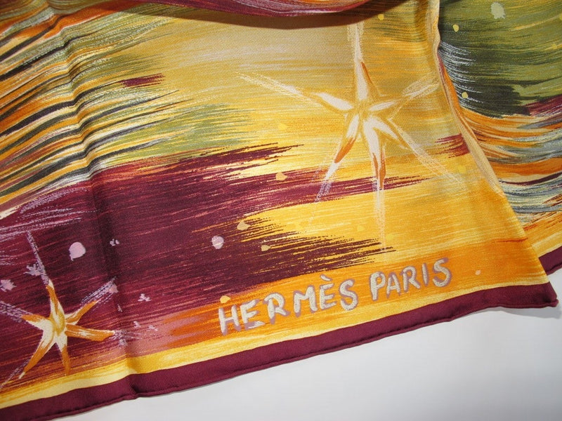 Hermes 2000 Aubergine Orange Feux du Ciel Twill 90 New!