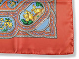 Hermes 2000 Coquelicot/Bleu QALAMDAN by Catherine Baschet Twill 90, Lovely in Box!