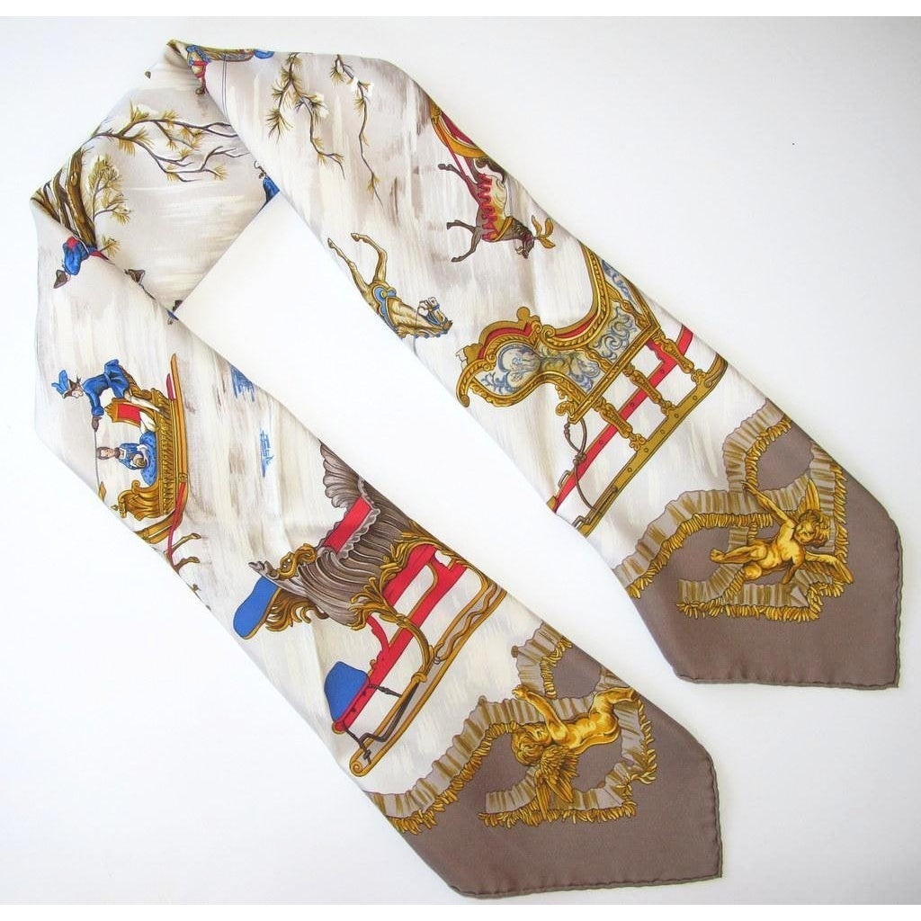 Hermes 2000 Etoupe Traineaux et Glissades Twill 90 Box!