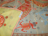 Hermes 2000 Jaune/Celadon/Corail REVE D'AUSTRALIE by Zoe Pauwels Cashmere Shawl 140