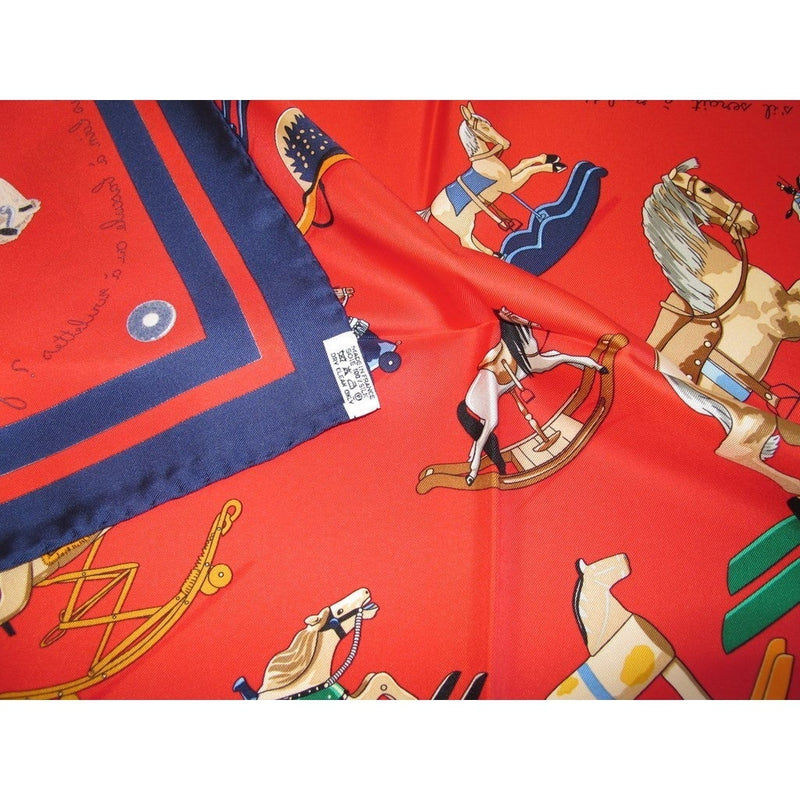 Hermes 2000 Navy/Red Raconte-moi le Cheval Blanc Matte Overlay Twill 90, NIB! - poupishop