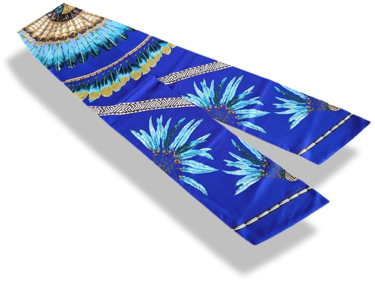 Hermes 2000s Blue/Turquoise/Mutli BRAZIL Maxi Twilly Scarf, New!