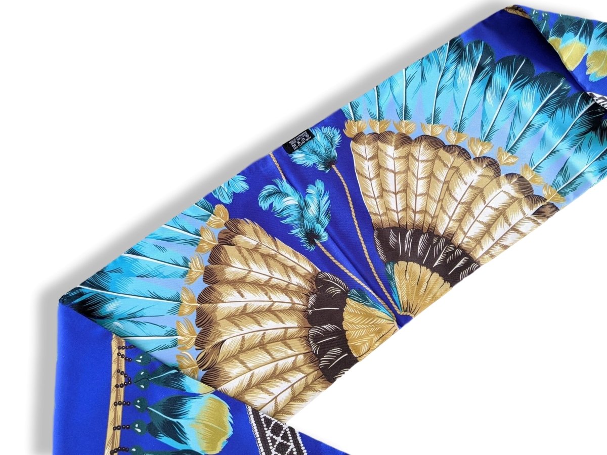 Hermes 2000s Blue/Turquoise/Mutli BRAZIL Maxi Twilly Scarf, New!