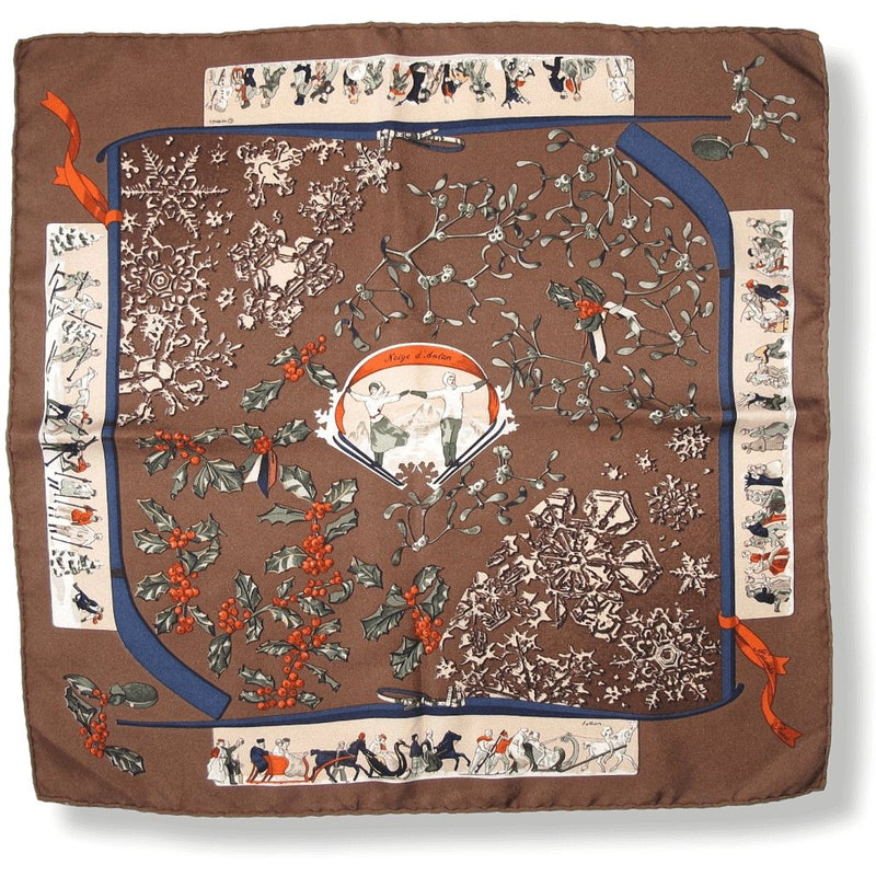 Hermes Neige d'Antan by Caty Latham Pocket Scarf Gavroche 45