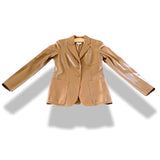 Hermes 2000s Gold Fauve Lambskin & Monogram Bolduc Silk Jacket Sellier Silk Sz38, Extra Supple, BNEW!