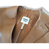 Hermes 2000s Gold Fauve Lambskin & Monogram Bolduc Silk Jacket Sellier Silk Sz38, Extra Supple, BNEW!