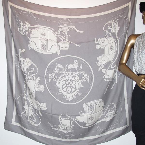 Hermes Grey Ex Libris Cashmere Shawl GM Grail!