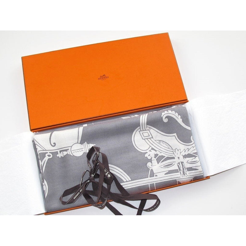 Hermes Grey Ex Libris Cashmere Shawl GM Grail!