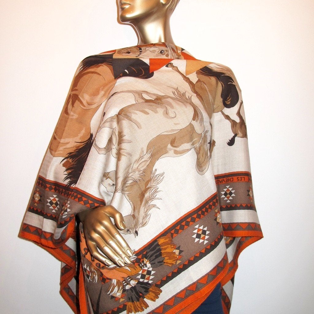 Hermes Natural Chevaux Qataris Shawl