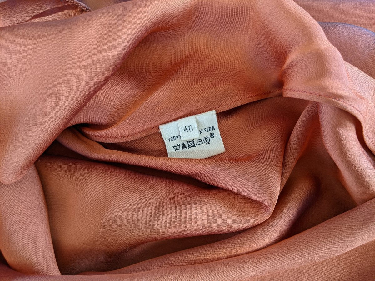 Hermes 2000s Orange/Rose Changeante SPLENDEUR DES MAHARAJAS Old Parchment Effect Mousseline Dress, RARE!