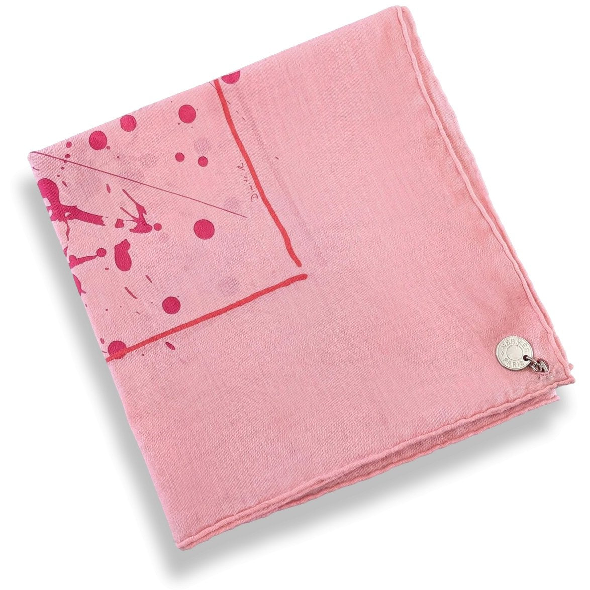 Hermes 2000s Special Issue Cheval Surpise with Palladium Charm Cotton scarf 70
