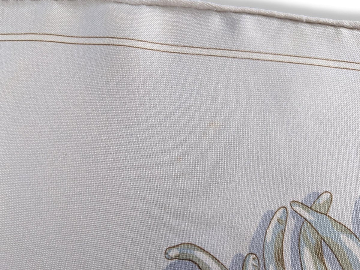 Hermes 2001 Beige White AU PAYS DES EPICES by Annie Faivre Twill 9O