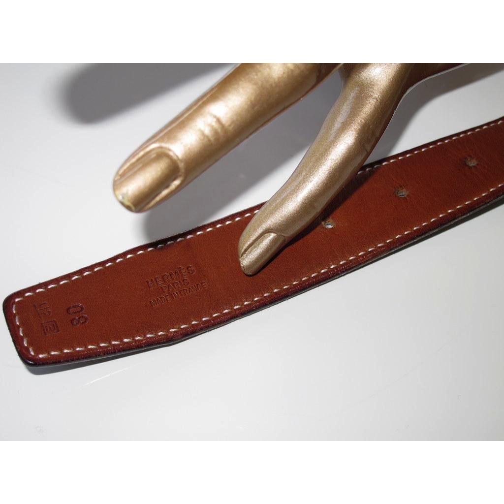 Hermes 2001 Black Brown Strap Belt 32mm