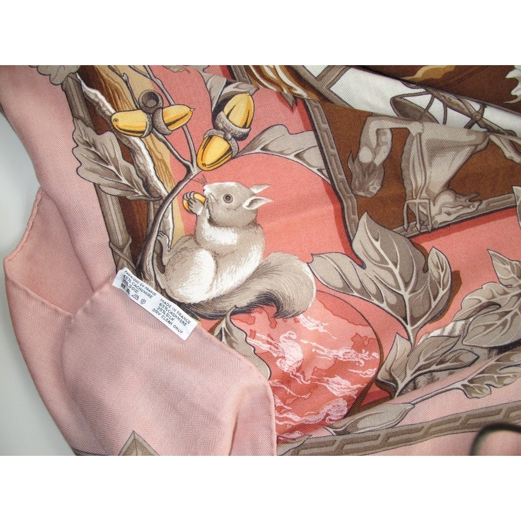 Hermes 2001 Pink Rythmes du Monde Cashmere Shawl 140 - poupishop