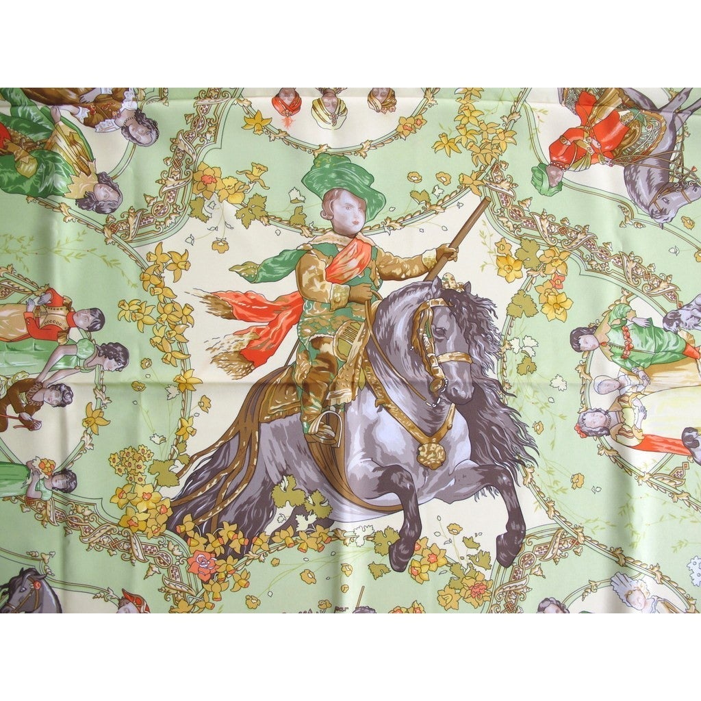 Hermes 2001 Pistachio Les Petits Princes Twill 90, Box! - poupishop
