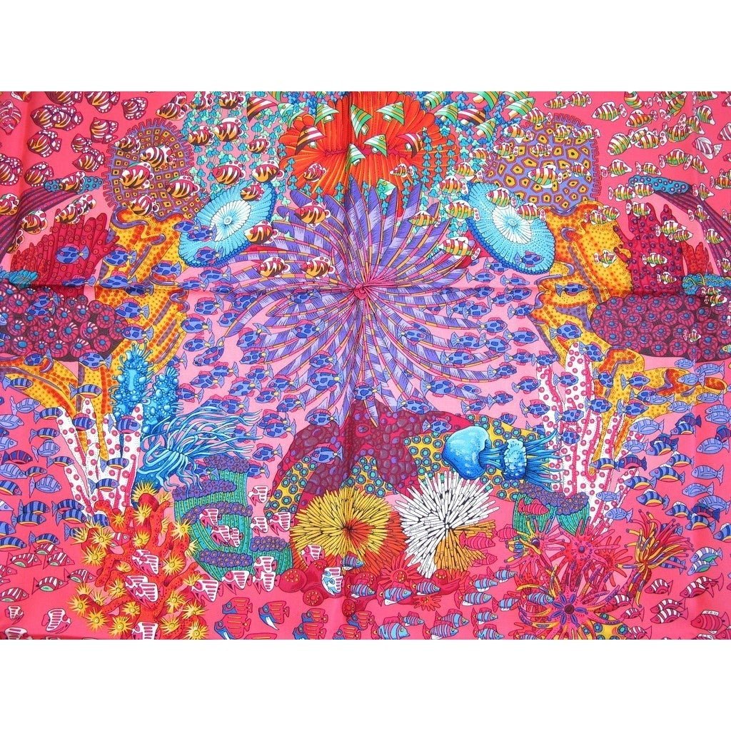 Hermes 2001 Rose Vif/Green/Blue Rencontre Oceane Twill 90, New! - poupishop