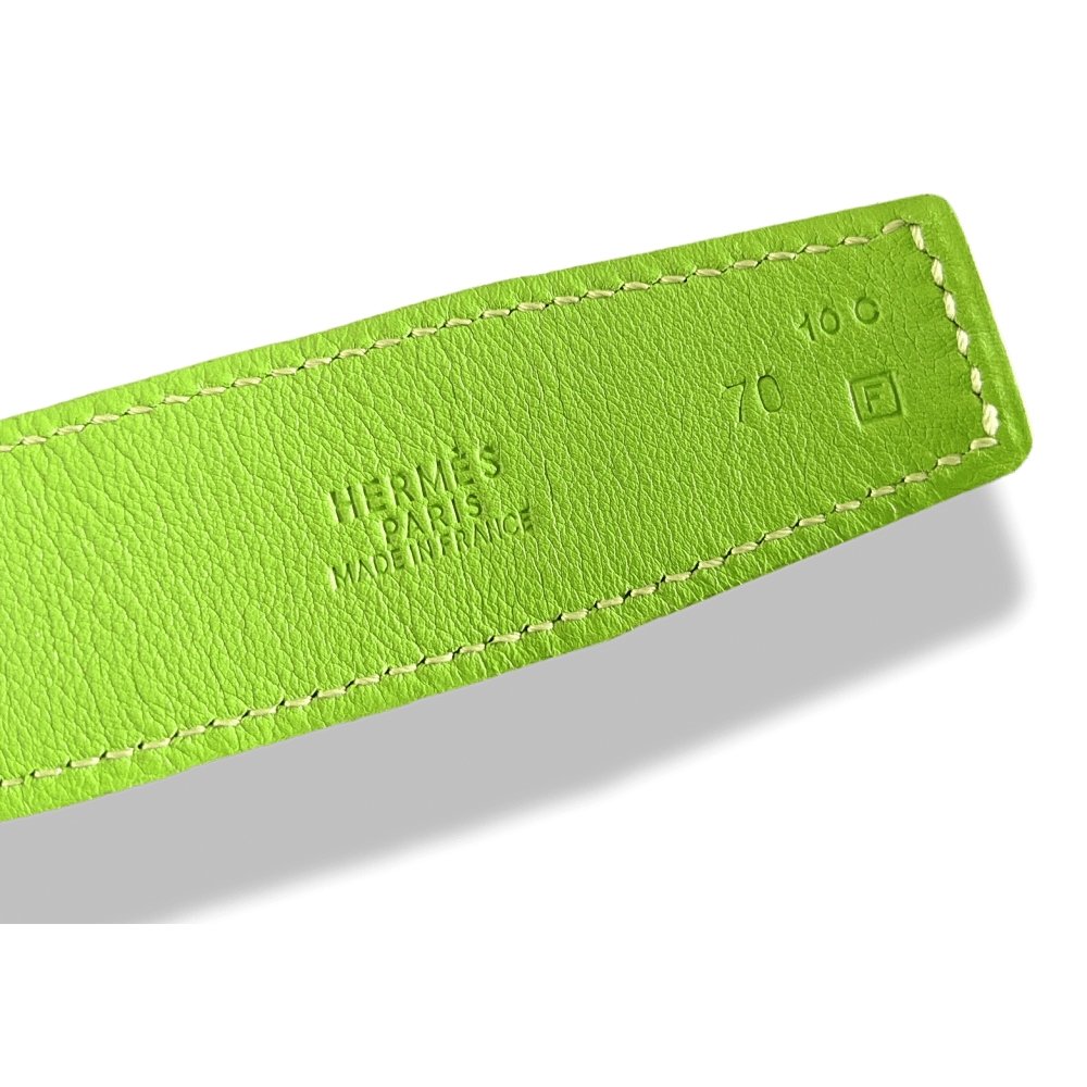 Hermes 2002 Apple Green/Orange Box Togo Calfskin Reversible Leather Strap Belt 32 MM Sz 70, BNIB! - poupishop