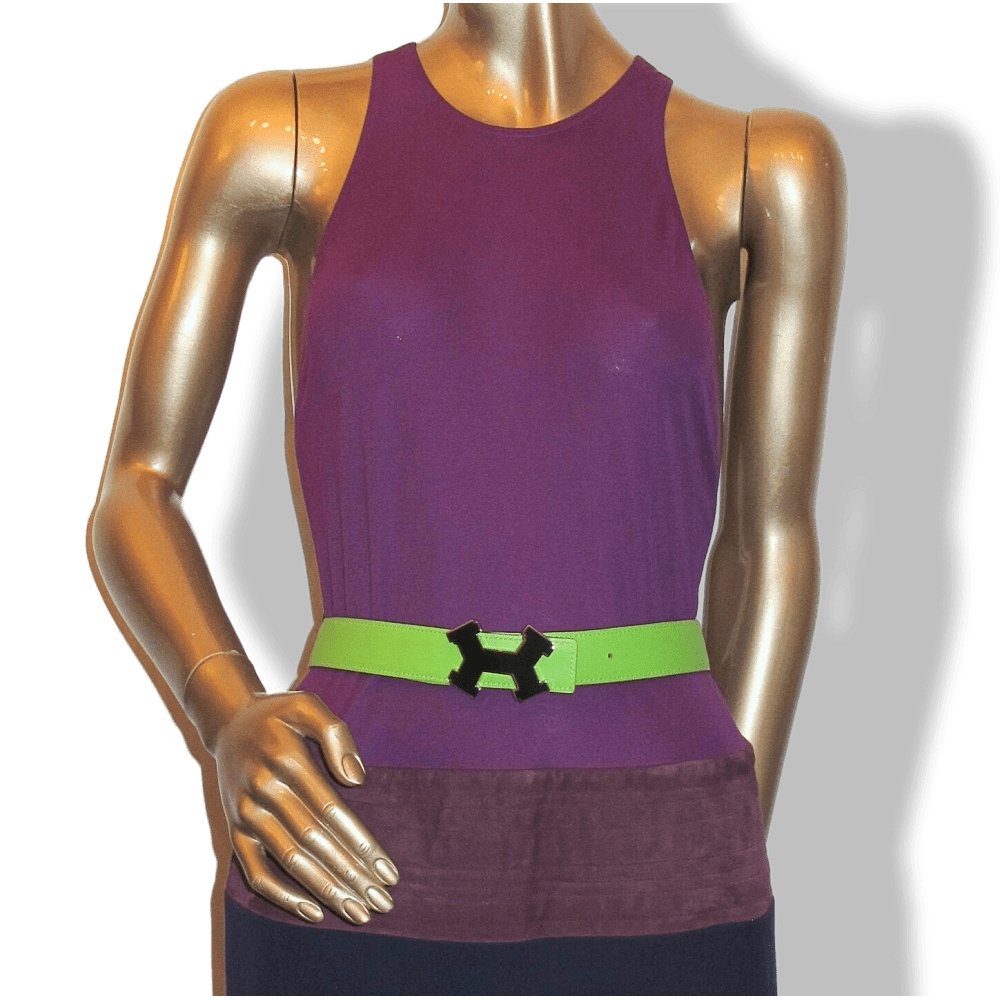 Hermes 2002 Apple Green/Orange Box Togo Calfskin Reversible Leather Strap Belt 32 MM Sz 70, BNIB! - poupishop