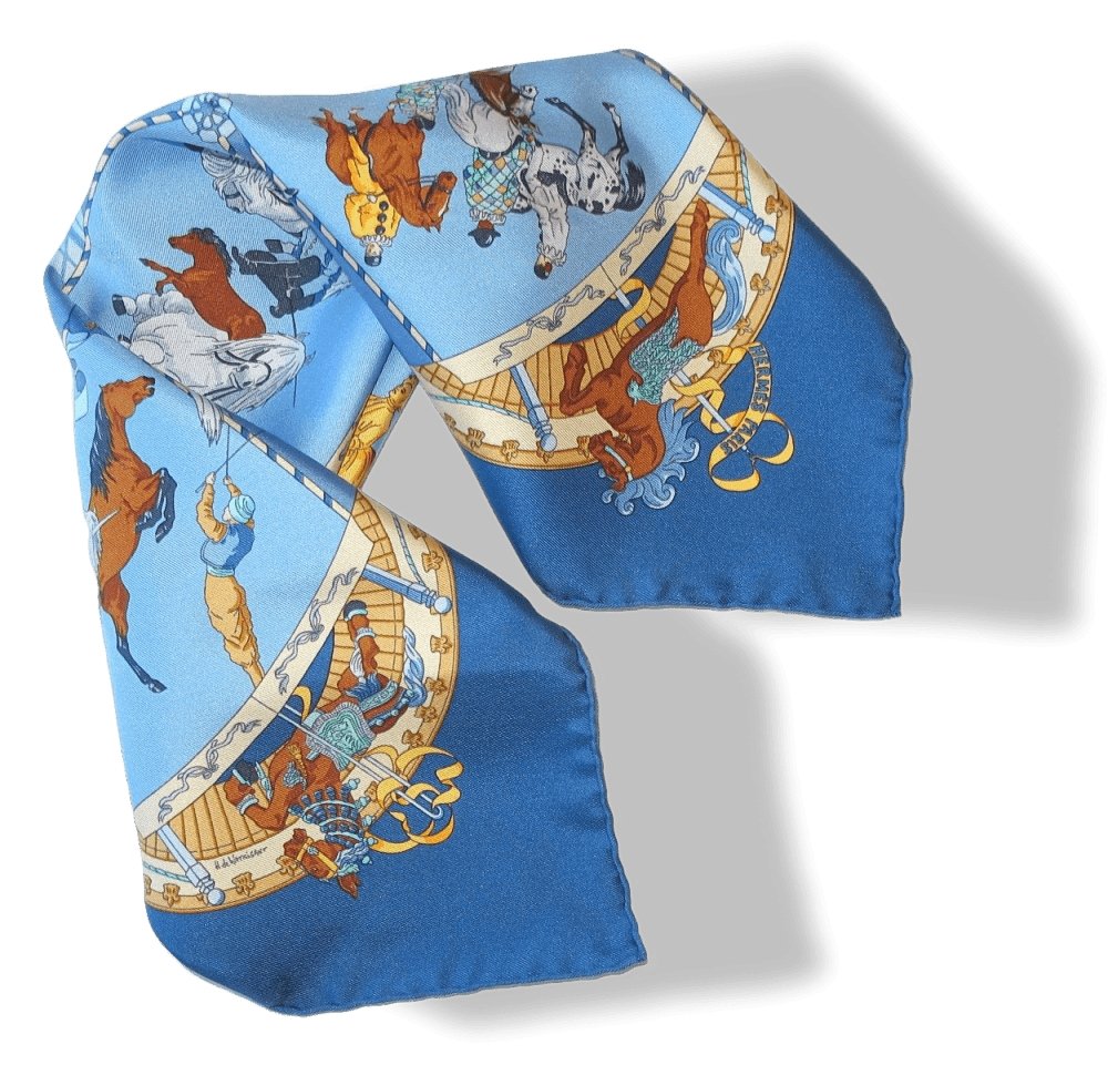 Hermes Musee Vivant du Cheval Chantilly Gavroche Pocket Scarf Twill 42