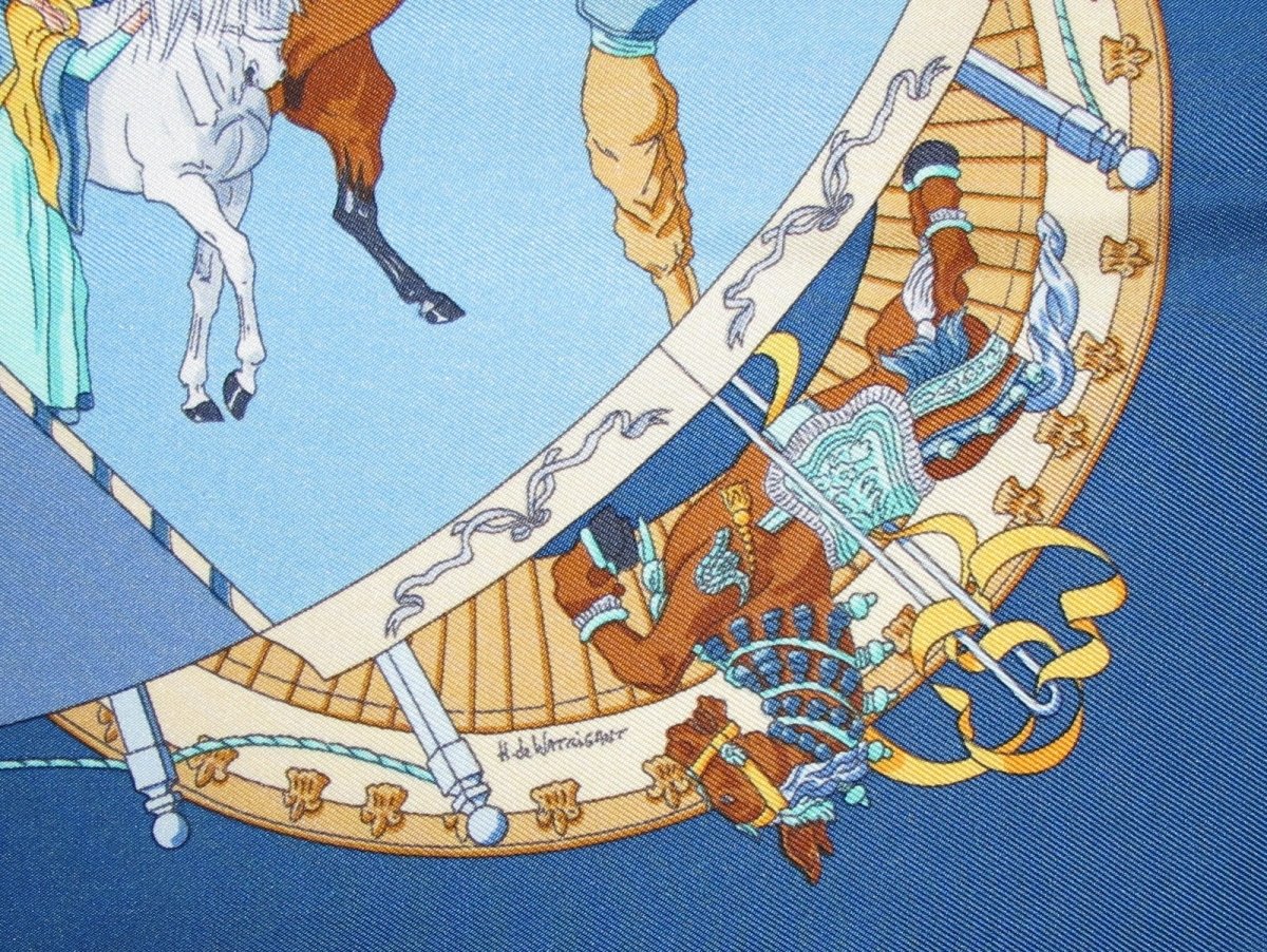 Hermes Musee Vivant du Cheval Chantilly Gavroche Pocket Scarf Twill 42