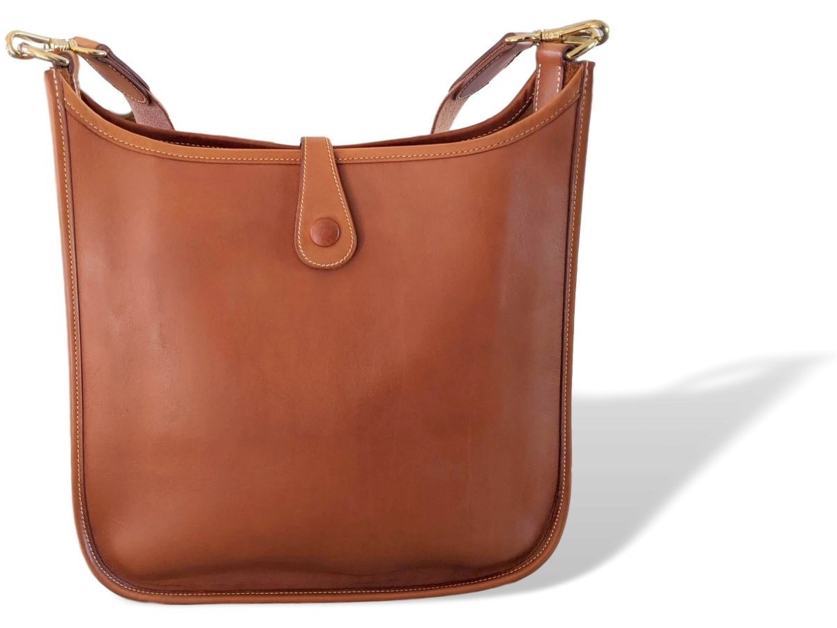 Hermes 2002 Fauve Barenia Leather EVELYNE PM Shoulder Bag GHW, Superb!