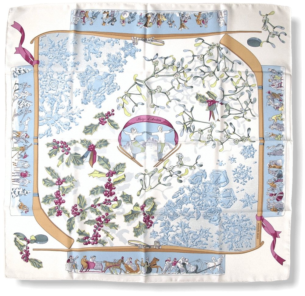 Hermes Neige D'Antan Blanc Matt Overprint Twill 90