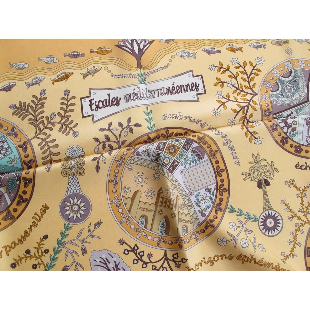 Hermes 2003 Apricot Escales Mediterraneennes Twill 90, Box! - poupishop