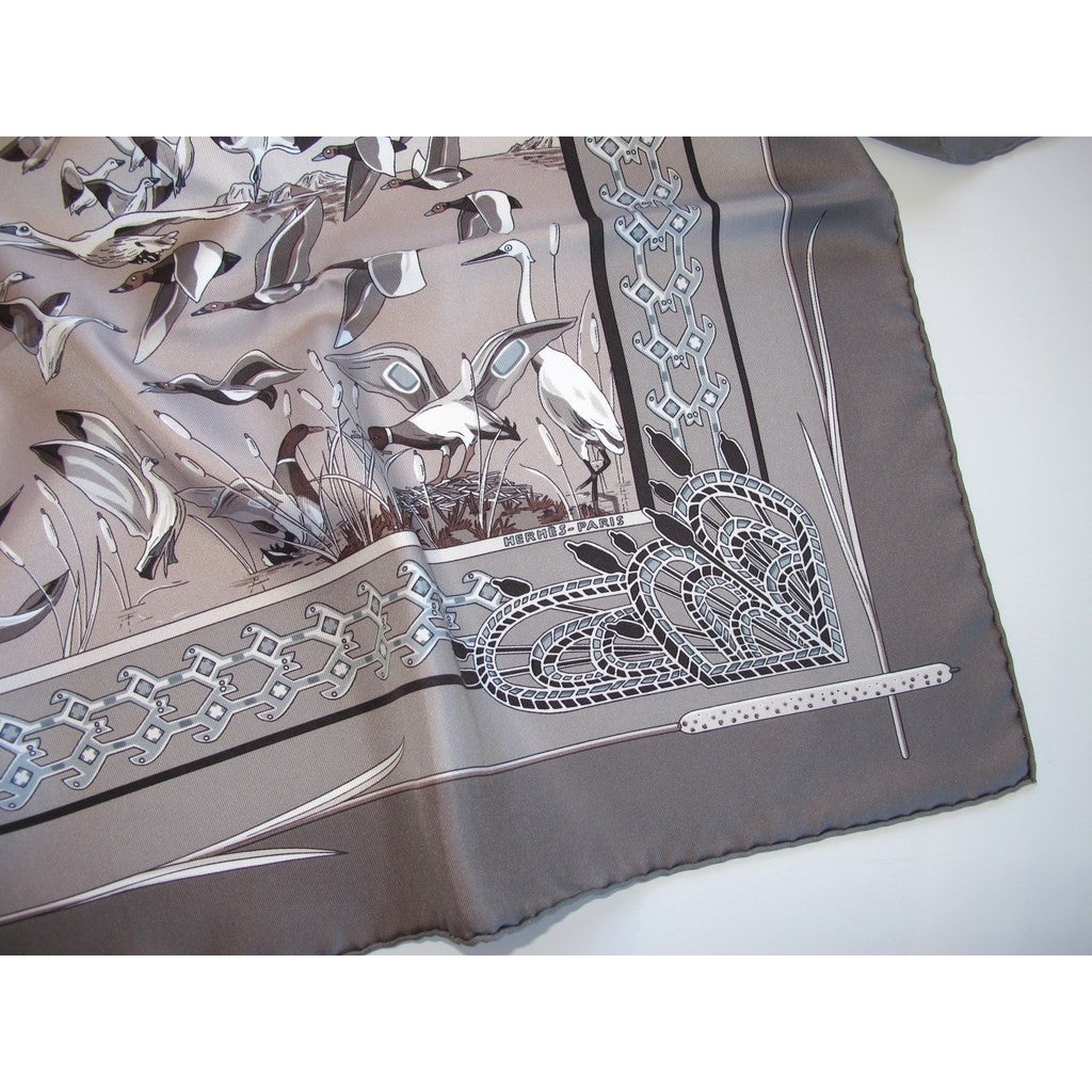 Hermes 2003 Birds Etoupe Libres Comme L'air Twill 90 New! - poupishop