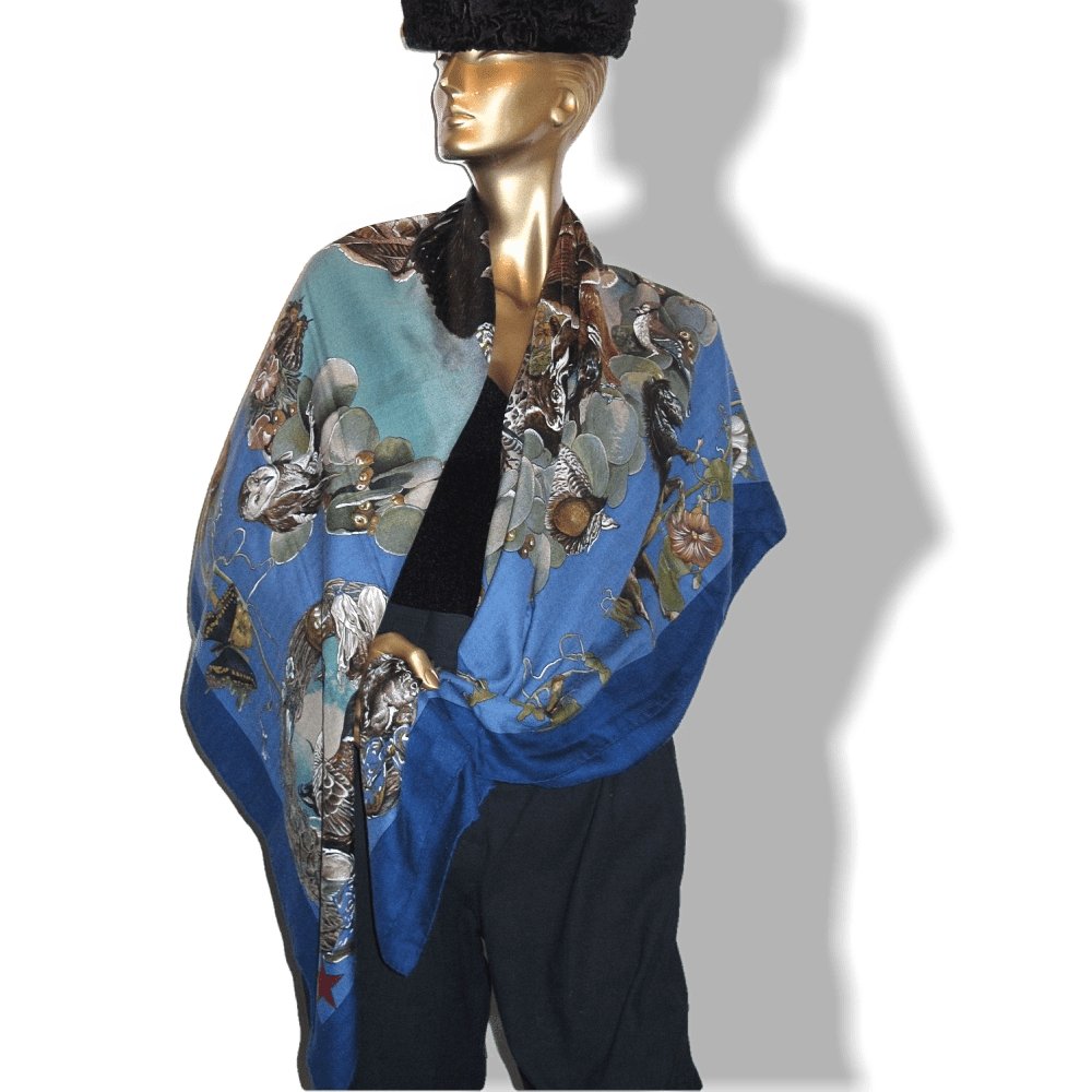 Hermes Faune et Flore du Texas Cashmere Shawl 140