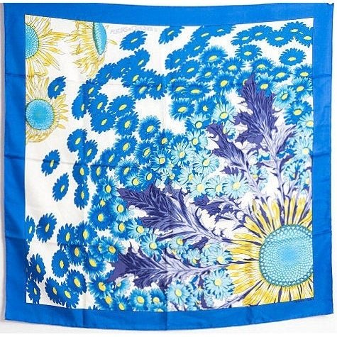 Hermes 2003 Blue Fleurs et Carlines II by Vladimir Rybaltchenko Twill 90, Mint! - poupishop