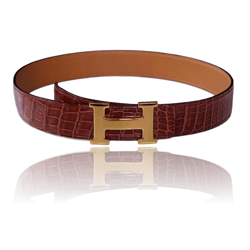 Hermes 2003 Fauve Crocodile Belt Strap sz75