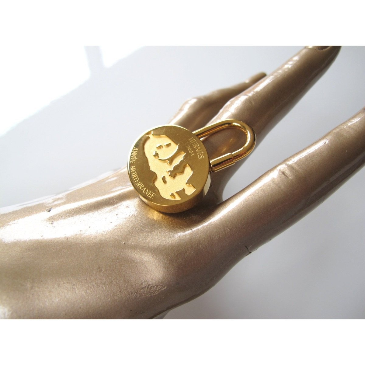 Hermes 2003 Gold Année Mediterranée Limited Bag Charm KeyRings