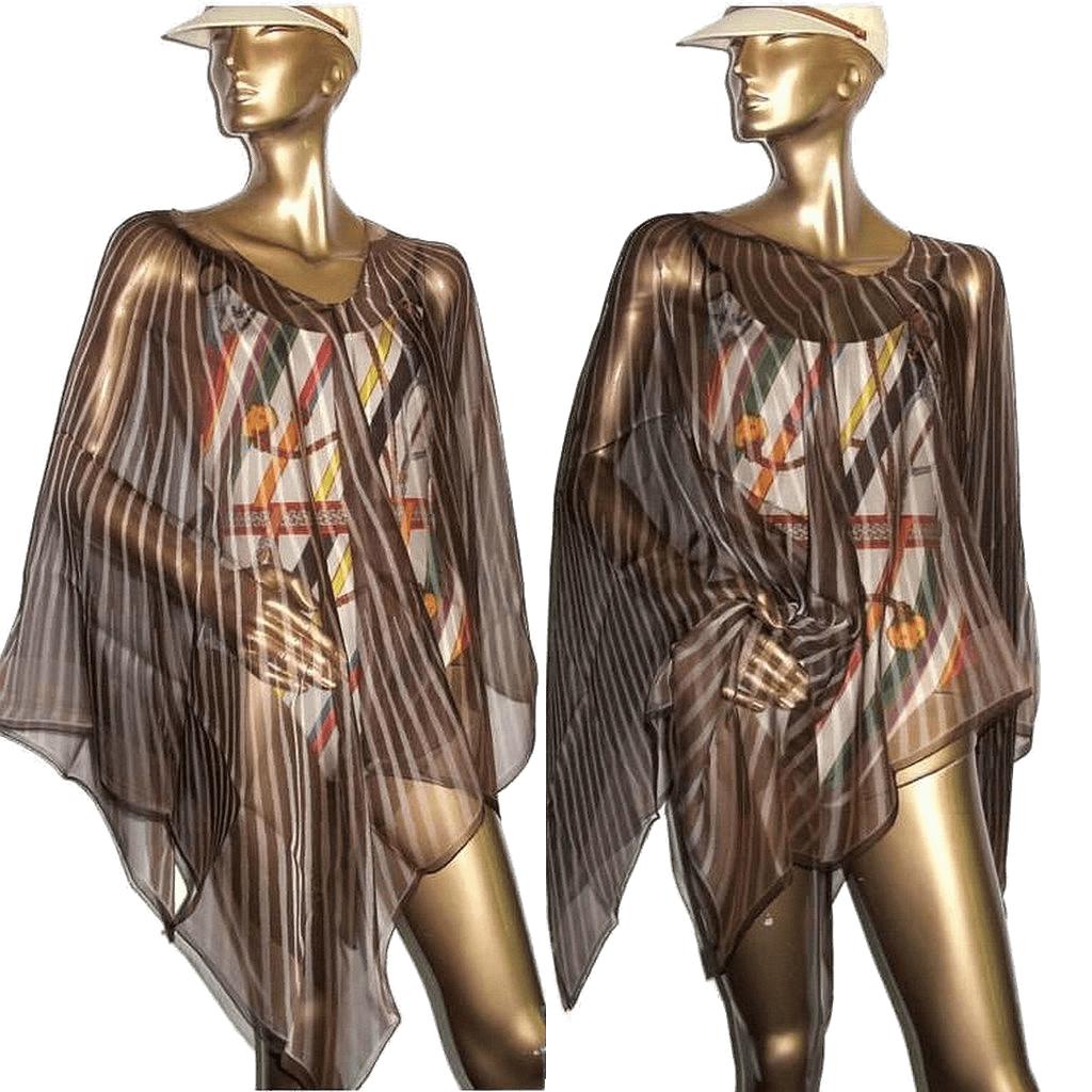 Hermes 2003 Brown Soleil Chiffon Ponchetole GM New!