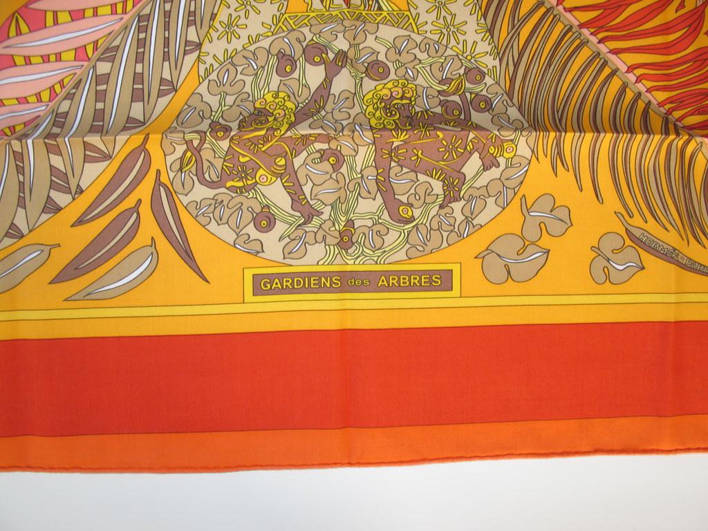 Hermes 2003 Orange Gardiens des Arbres Annie Faivre Cotton 70