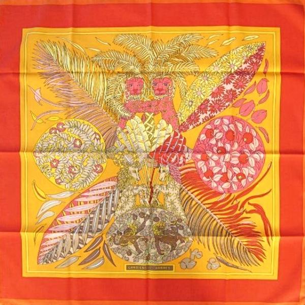 Hermes 2003 Orange Gardiens des Arbres Annie Faivre Cotton 70