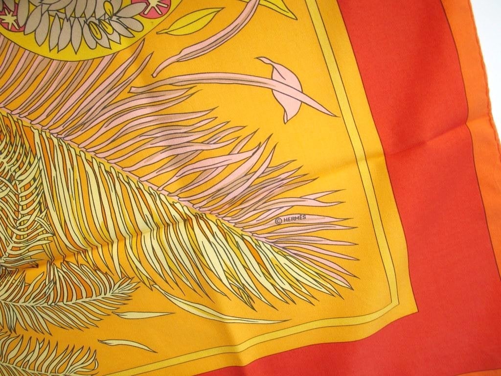 Hermes 2003 Orange Gardiens des Arbres Annie Faivre Cotton 70