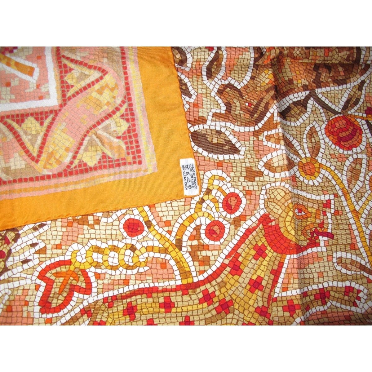 Hermes 2003 Orange Mosaics Pavement Twill 90, New! - poupishop