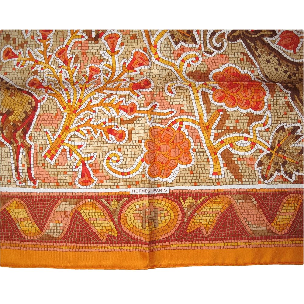 hermes mosaics pavement orange carre scarf