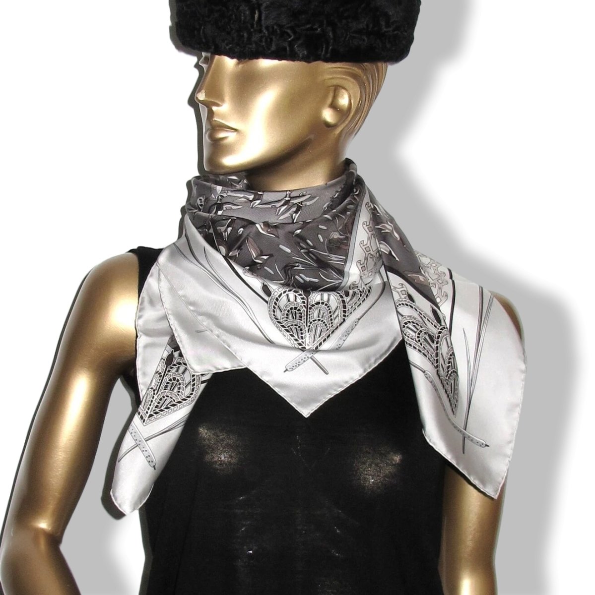 Hermes 2003 Sepia/Grey Birds LIBRES COMME L'AIR by Annie Faivre, New!