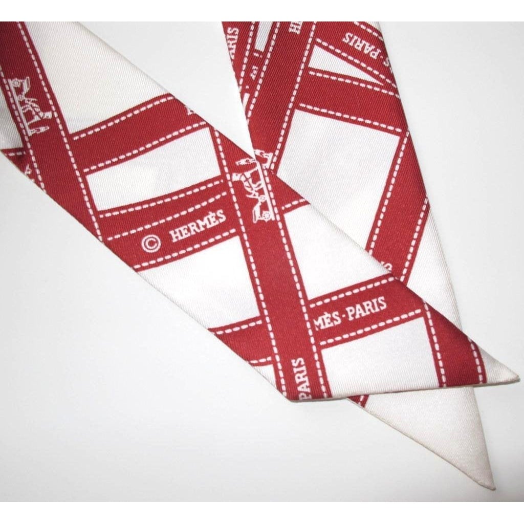 Hermes 2003 White Red Bolduc Twilly New in Box!