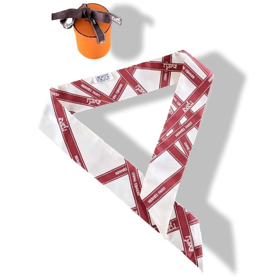Hermes 2003 White/Red Bolduc Twilly, Box!
