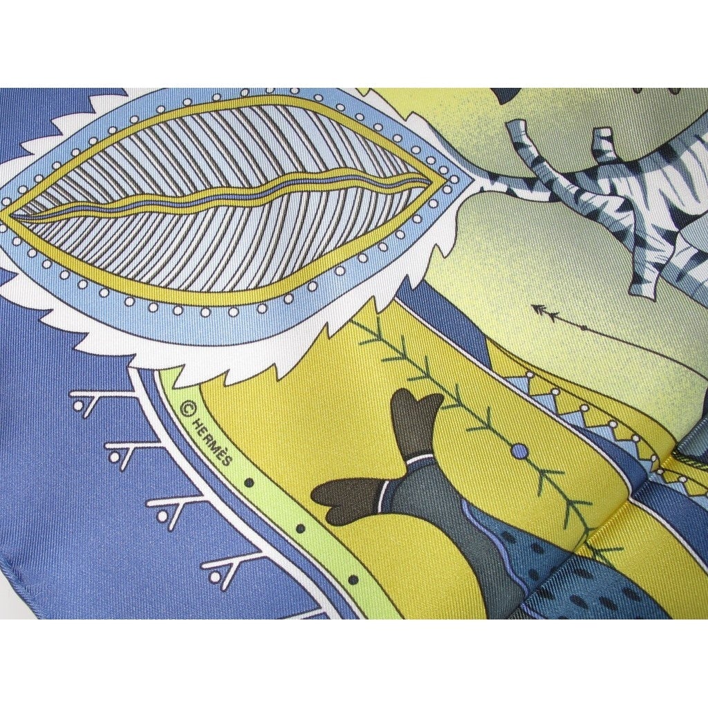 Hermes 2004 Blue/Yellow La Vie du Grand Nord Twill 90, New! - poupishop