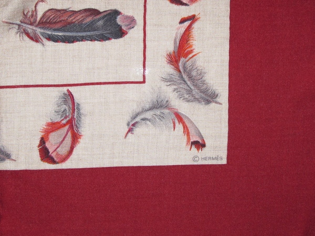 Hermes 2004 Burgundy Natural Plumes by Henri de Linares Cashmere
