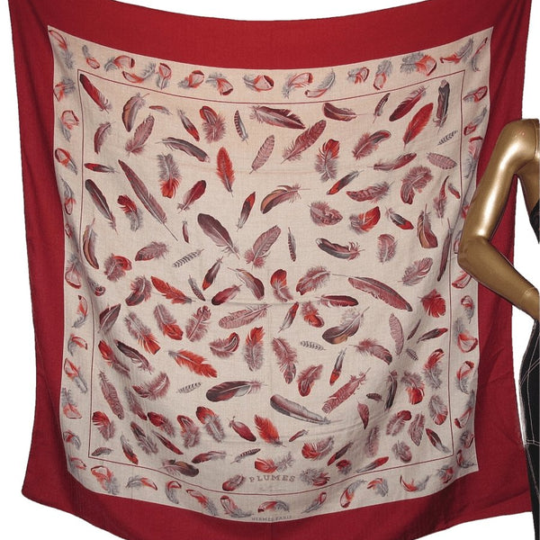 Hermes 2004 Burgundy Natural Plumes by Henri de Linares Cashmere