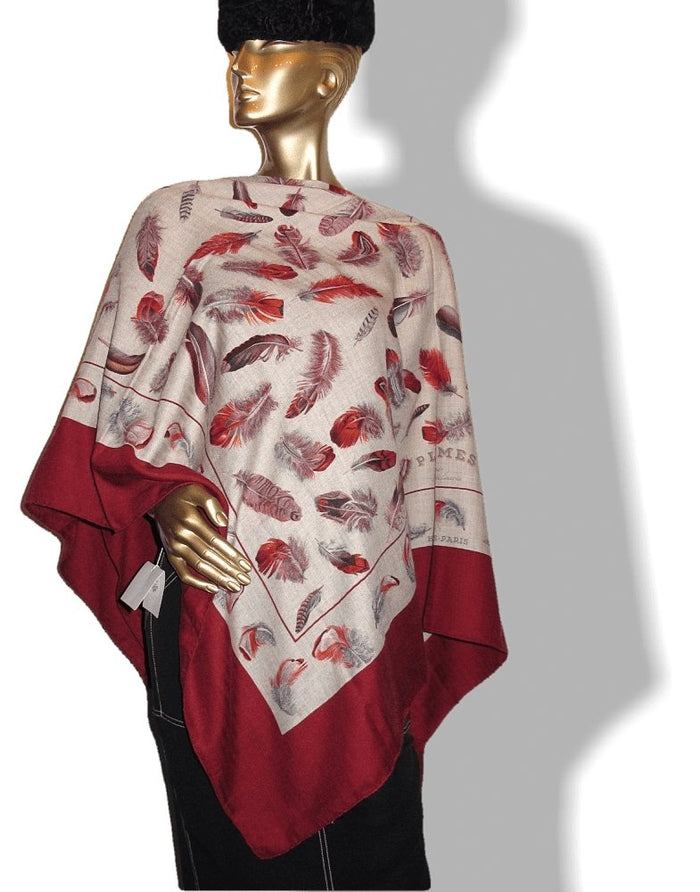 Hermes 2004 Burgundy Natural Plumes by Henri de Linares Cashmere