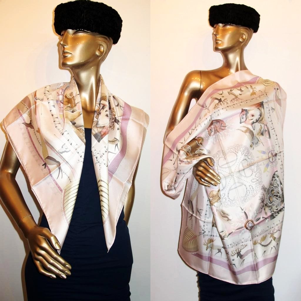 Hermes 2004 Rose pale cw18 Vie du Grand Nord Twill 90 New!