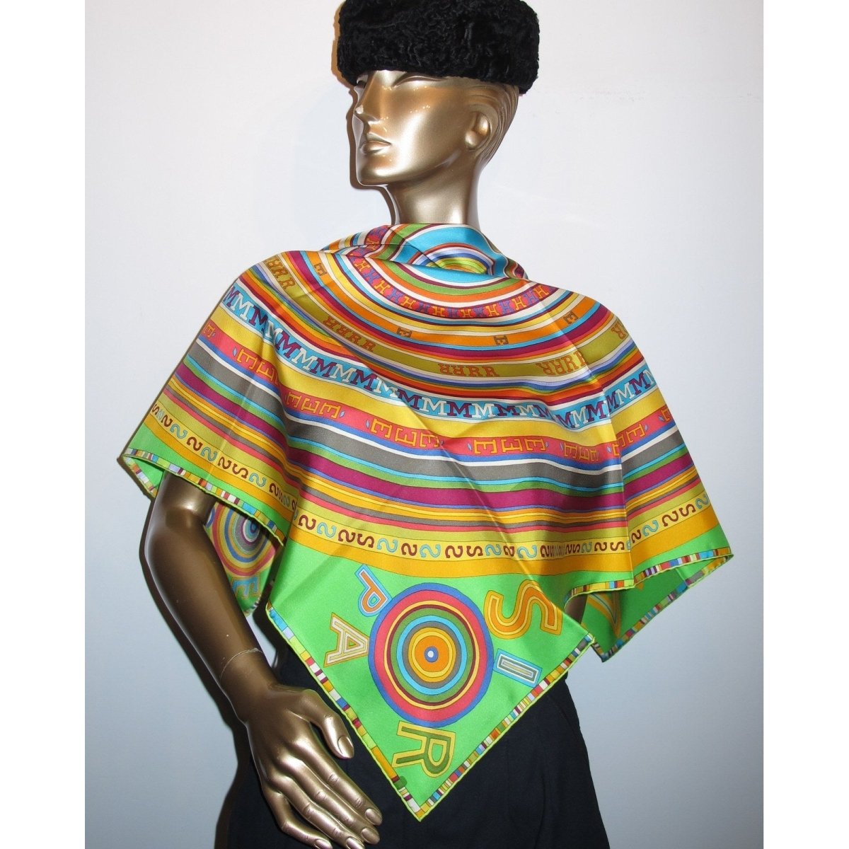 Hermes 2004 Green/Orange/Blue Tohu Bohu Twill 90, New with Misprint! - poupishop