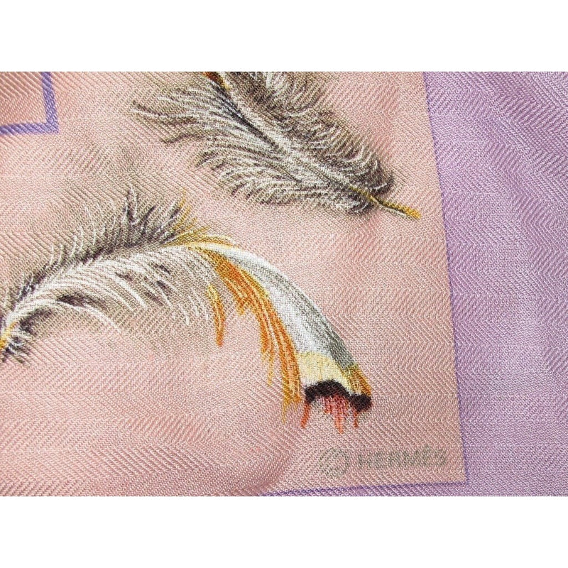 Hermes 2004 Lilas/Rose Poudre Plumes Cashmere Shawl 140 - poupishop