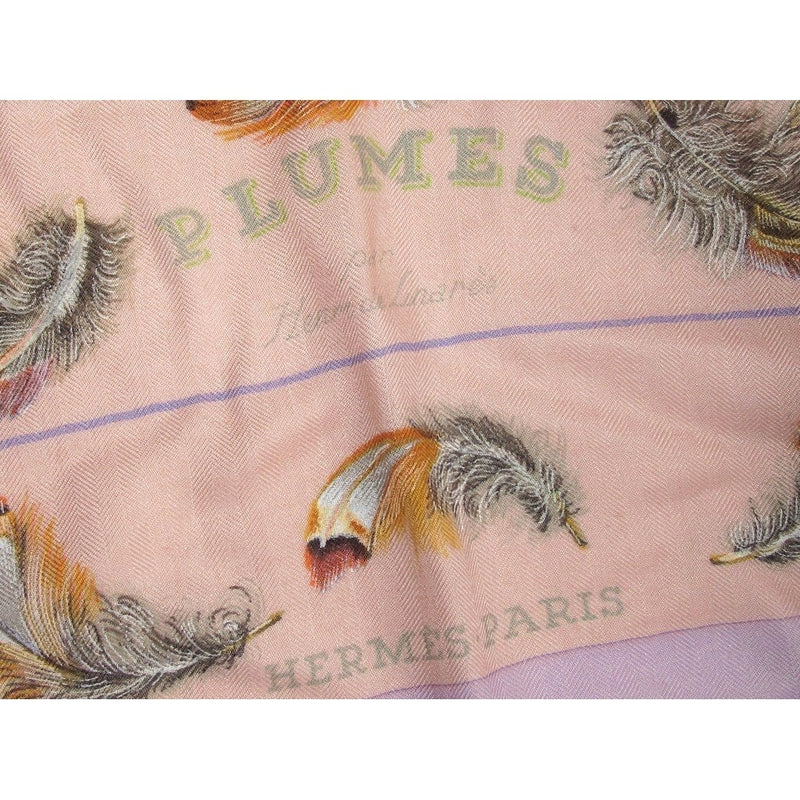Hermes 2004 Lilas/Rose Poudre Plumes Cashmere Shawl 140 - poupishop