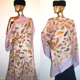 Hermes 2004 Lilas/Rose Poudre Plumes Cashmere Shawl 140 - poupishop